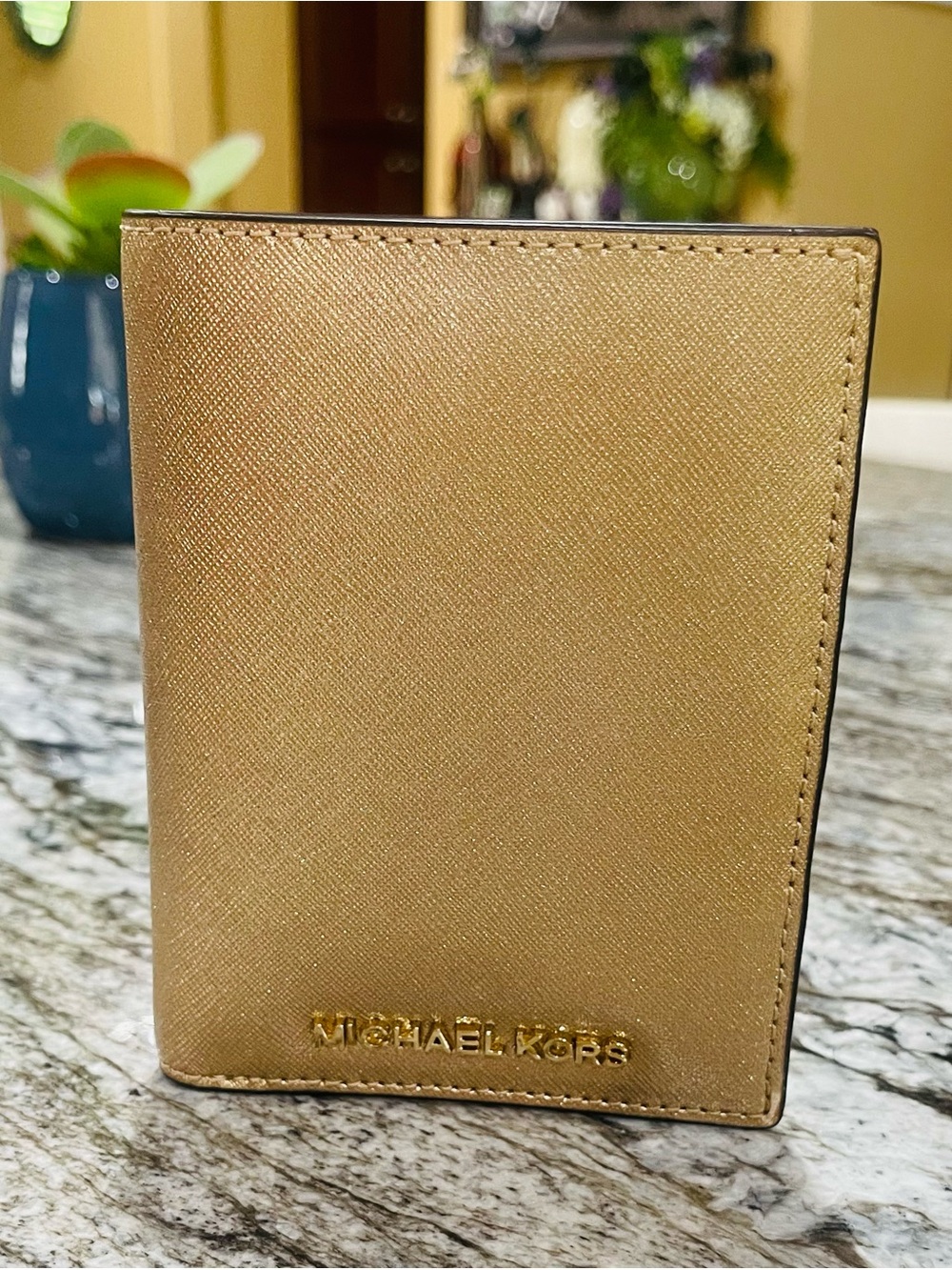 Michael Kors Metallic Gold Saffiano Passport Cover